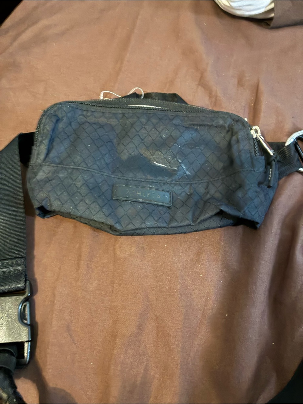 Athleta Black Belt Bag with Gray Interior